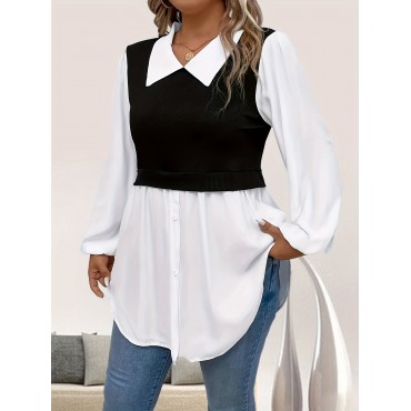Plus Size Colorblock...